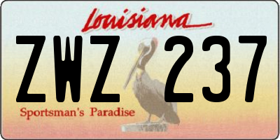 LA license plate ZWZ237