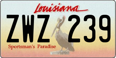 LA license plate ZWZ239
