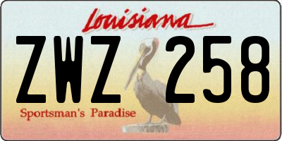 LA license plate ZWZ258