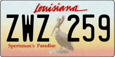 LA license plate ZWZ259
