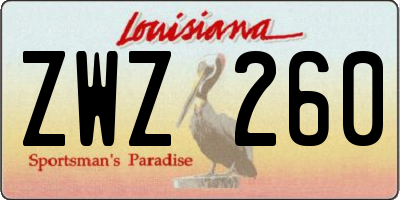 LA license plate ZWZ260