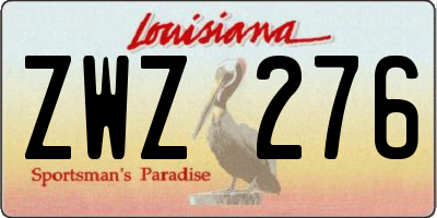 LA license plate ZWZ276