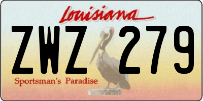 LA license plate ZWZ279