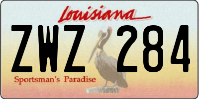 LA license plate ZWZ284