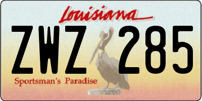 LA license plate ZWZ285