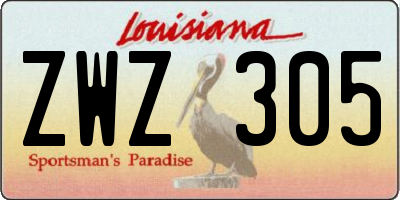 LA license plate ZWZ305