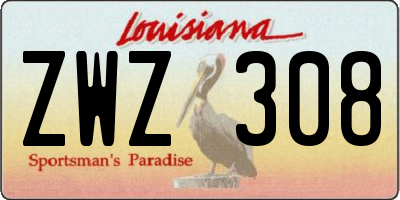 LA license plate ZWZ308