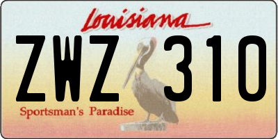 LA license plate ZWZ310