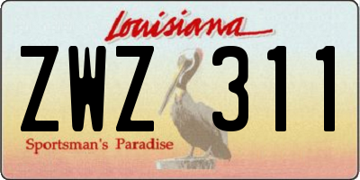 LA license plate ZWZ311