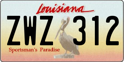 LA license plate ZWZ312