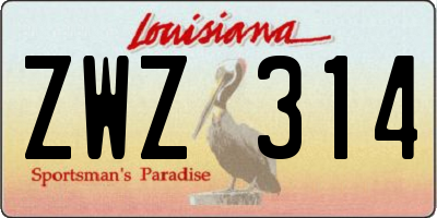 LA license plate ZWZ314