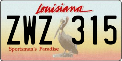 LA license plate ZWZ315