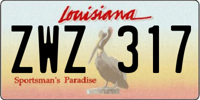 LA license plate ZWZ317