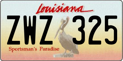 LA license plate ZWZ325