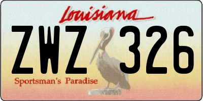 LA license plate ZWZ326