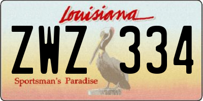 LA license plate ZWZ334