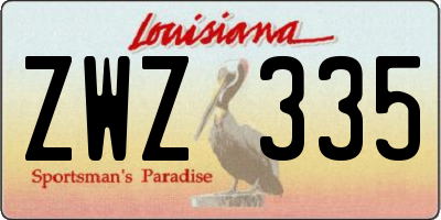 LA license plate ZWZ335