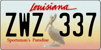 LA license plate ZWZ337