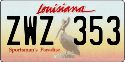 LA license plate ZWZ353