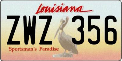 LA license plate ZWZ356