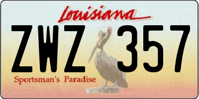 LA license plate ZWZ357