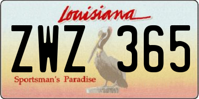 LA license plate ZWZ365