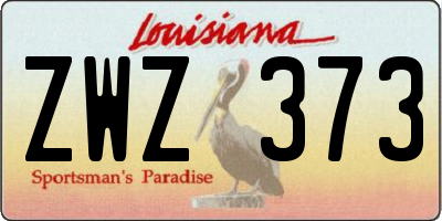 LA license plate ZWZ373