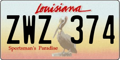 LA license plate ZWZ374