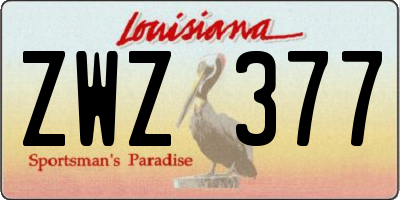 LA license plate ZWZ377