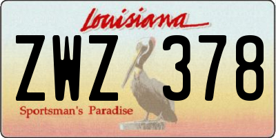 LA license plate ZWZ378