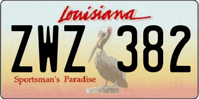 LA license plate ZWZ382