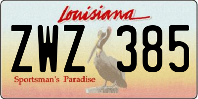 LA license plate ZWZ385
