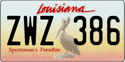 LA license plate ZWZ386