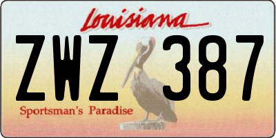 LA license plate ZWZ387