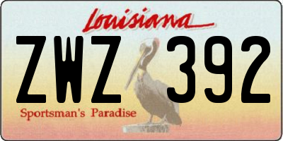 LA license plate ZWZ392