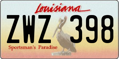 LA license plate ZWZ398