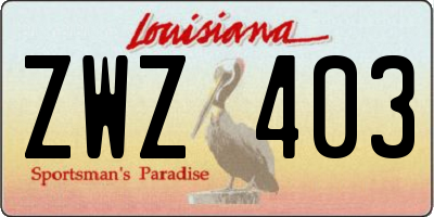 LA license plate ZWZ403