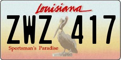 LA license plate ZWZ417