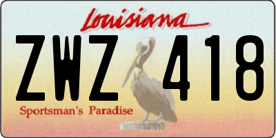 LA license plate ZWZ418