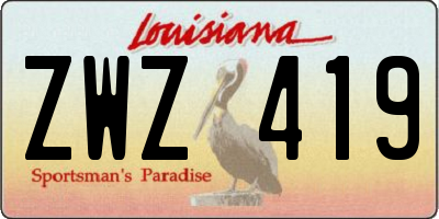 LA license plate ZWZ419