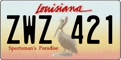 LA license plate ZWZ421