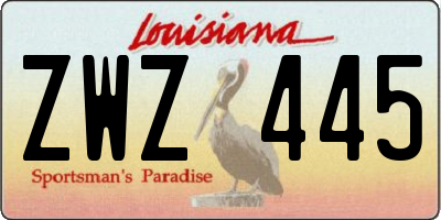 LA license plate ZWZ445