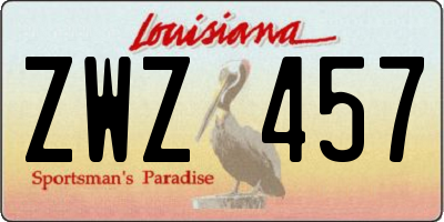 LA license plate ZWZ457