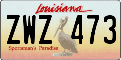 LA license plate ZWZ473