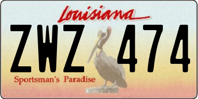 LA license plate ZWZ474