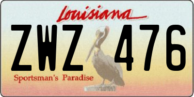 LA license plate ZWZ476