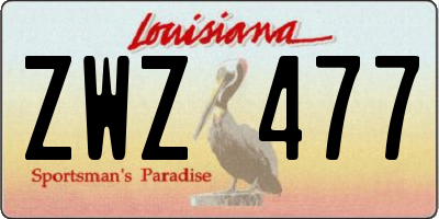 LA license plate ZWZ477