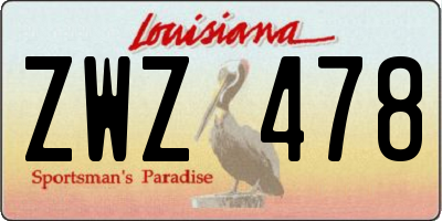 LA license plate ZWZ478