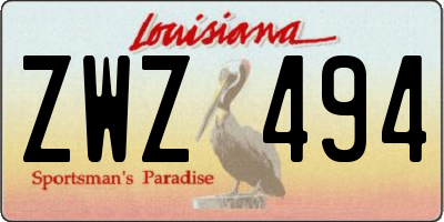 LA license plate ZWZ494