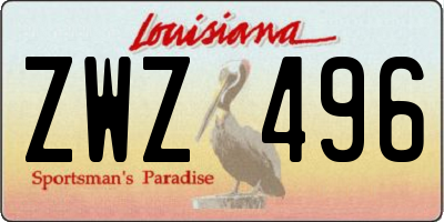 LA license plate ZWZ496